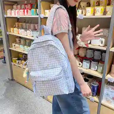 泰格奴 小清新休闲高颜值韩版背包初中高中大学上课百搭 尼龙 双肩包 男女同款情侣款 多色