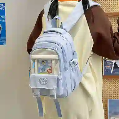 泰格奴 时尚百搭休闲通勤旅行个性风格独特背包初中生高中生大学生上课百搭书包 尼龙 双肩包 男女同款情侣款 卡其色蓝色黑色红色黄色