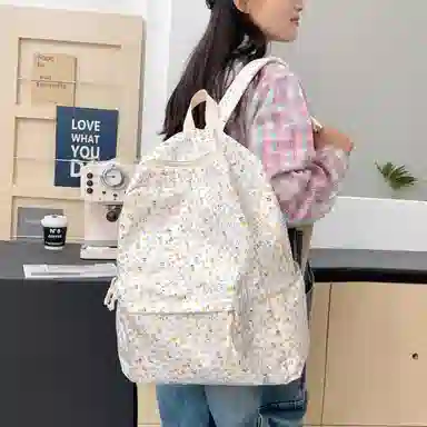 泰格奴 小清新休闲高颜值精美潮版韩版背包初中生高中生大学生上课百搭 尼龙 双肩包 女款 粉红色/黄色/紫色/黑色