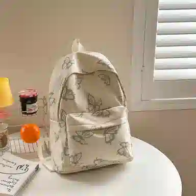 泰格奴 涂鸦通勤旅行小清新轻便高颜值背包初中高中大学上课百搭 尼龙 双肩包 女款 白色/浅灰色/黑色/绿色