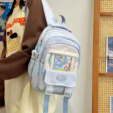 泰格奴 时尚百搭休闲通勤旅行个性风格独特背包初中生高中生大学生上课百搭书包 尼龙 双肩包 男女同款情侣款 卡其色蓝色黑色红色黄色