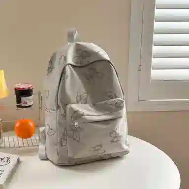 泰格奴 涂鸦通勤旅行小清新轻便高颜值背包初中高中大学上课百搭 尼龙 双肩包 女款 白色/浅灰色/黑色/绿色