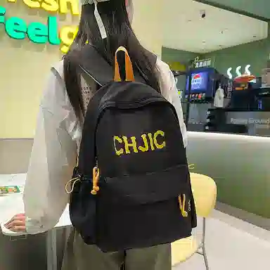 泰格奴 小清新休闲高颜值精美潮版韩版背包初中生高中生大学生上课百搭 尼龙 双肩包 男女同款情侣款 黑色/红色/黄色/蓝色