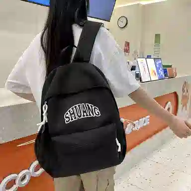 泰格奴 小清新休闲高颜值精美潮版韩版背包初高中生大学生上课百搭 尼龙 双肩包 男女同款情侣款 蓝色/白色/黑色/棕色