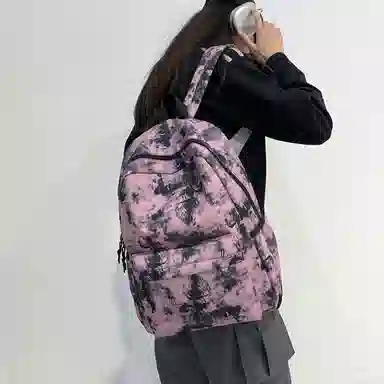 泰格奴 小清新休闲高颜值韩版背包初中生高中生大学生上课百搭书包 尼龙 双肩包 常规 男女同款情侣款 粉红色/卡其色/紫色/绿色/黑色