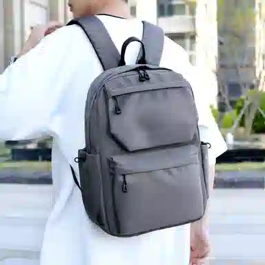 泰格奴 高颜值韩版纯色时尚百搭 尼龙 双肩包 男女同款情侣款 灰色/黑色/蓝色