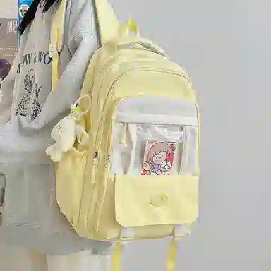 泰格奴 时尚百搭休闲通勤旅行个性风格独特背包初中生高中生大学生上课百搭书包 尼龙 双肩包 男女同款情侣款 卡其色蓝色黑色红色黄色