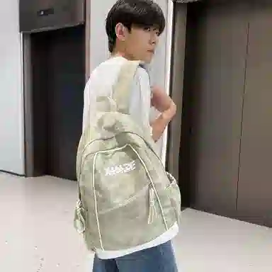 泰格奴 纯色字母休闲百搭高颜值精美配色质感旅行潮流初高中大学生上课书包 尼龙 双肩包 男女同款情侣款 白色/绿色/黑色/粉红色/酒红色