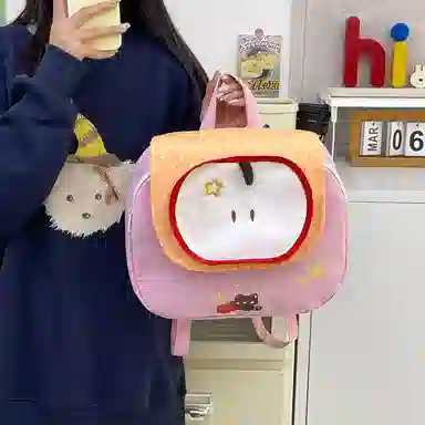 泰格奴 涂鸦精美旅行小清新轻便高颜值大容量背包初中高中大学生上课百搭书包 尼龙 双肩包 常规 男女同款情侣款 粉色/黄色/蓝色/绿色