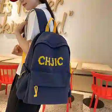 泰格奴 小清新休闲高颜值精美潮版韩版背包初中生高中生大学生上课百搭 尼龙 双肩包 男女同款情侣款 黑色/红色/黄色/蓝色