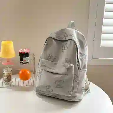 泰格奴 涂鸦通勤旅行小清新轻便高颜值背包初中高中大学上课百搭 尼龙 双肩包 女款 白色/浅灰色/黑色/绿色