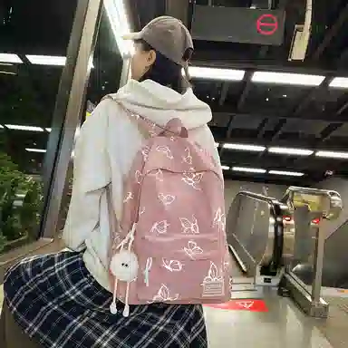 泰格奴 百搭个性运动街头旅行大容量背包初中生高中生大学生上课百搭书包 尼龙 双肩包 常规 男女同款情侣款 黑色/绿色/蓝色/米色/粉色