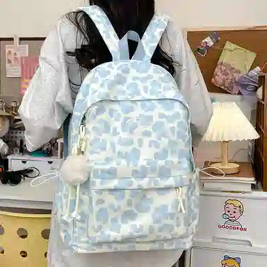 泰格奴 小清新休闲高颜值精美潮版韩版背包初中生高中生大学上课百搭 尼龙 双肩包 男女同款情侣款 绿色/黑色/蓝色