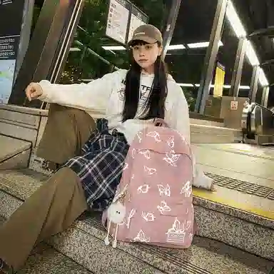 泰格奴 百搭个性运动街头旅行大容量背包初中生高中生大学生上课百搭书包 尼龙 双肩包 常规 男女同款情侣款 黑色/绿色/蓝色/米色/粉色