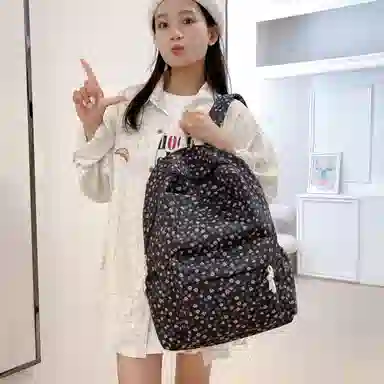 泰格奴 小清新休闲高颜值精美潮版韩版背包初中生高中生大学生上课百搭 尼龙 双肩包 女款 粉红色/黄色/紫色/黑色