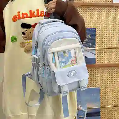 泰格奴 时尚百搭休闲通勤旅行个性风格独特背包初中生高中生大学生上课百搭书包 尼龙 双肩包 男女同款情侣款 卡其色蓝色黑色红色黄色