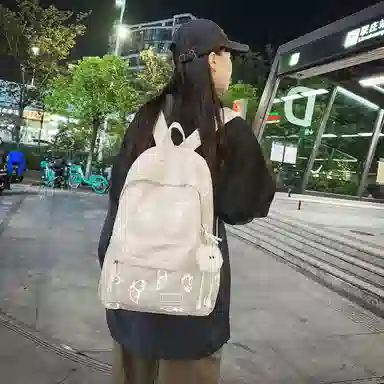 泰格奴 百搭个性运动街头旅行大容量背包初中生高中生大学生上课百搭书包 尼龙 双肩包 常规 男女同款情侣款 黑色/绿色/蓝色/米色/粉色