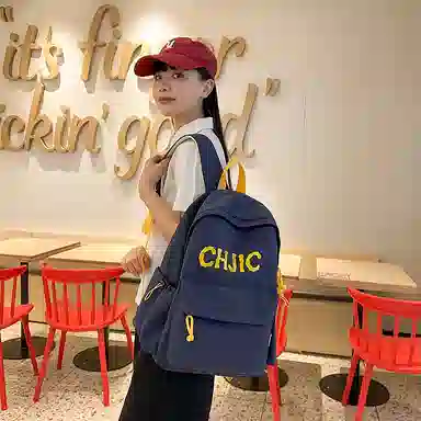 泰格奴 小清新休闲高颜值精美潮版韩版背包初中生高中生大学生上课百搭 尼龙 双肩包 男女同款情侣款 黑色/红色/黄色/蓝色