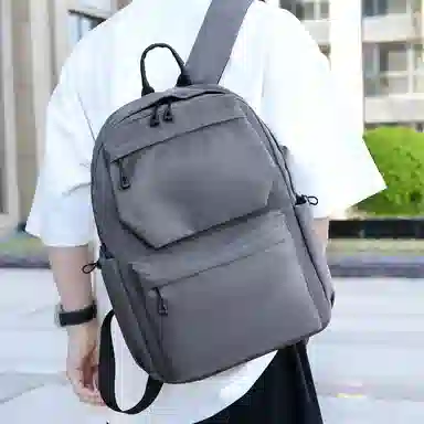 泰格奴 高颜值韩版纯色时尚百搭 尼龙 双肩包 男女同款情侣款 灰色/黑色/蓝色