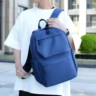 泰格奴 高颜值韩版纯色时尚百搭 尼龙 双肩包 男女同款情侣款 灰色/黑色/蓝色