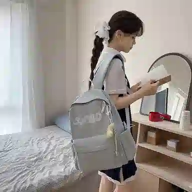 泰格奴 小清新休闲高颜值精美潮版韩版背包初高中生大学生上课百搭书包 尼龙 双肩包 男女同款情侣款 白色/黑色/蓝色/灰色/黄色