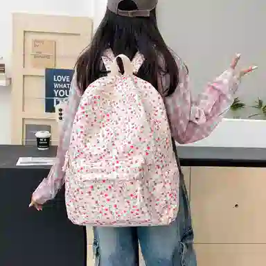 泰格奴 小清新休闲高颜值精美潮版韩版背包初中生高中生大学生上课百搭 尼龙 双肩包 女款 粉红色/黄色/紫色/黑色