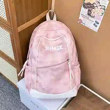 泰格奴 纯色字母休闲百搭高颜值精美配色质感旅行潮流初高中大学生上课书包 尼龙 双肩包 男女同款情侣款 白色/绿色/黑色/粉红色/酒红色