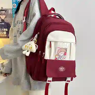 泰格奴 时尚百搭休闲通勤旅行个性风格独特背包初中生高中生大学生上课百搭书包 尼龙 双肩包 男女同款情侣款 卡其色蓝色黑色红色黄色