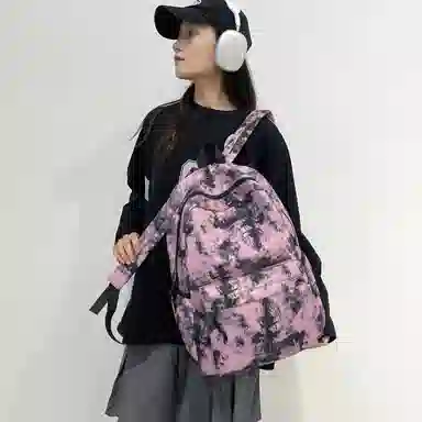 泰格奴 小清新休闲高颜值韩版背包初中生高中生大学生上课百搭书包 尼龙 双肩包 常规 男女同款情侣款 粉红色/卡其色/紫色/绿色/黑色