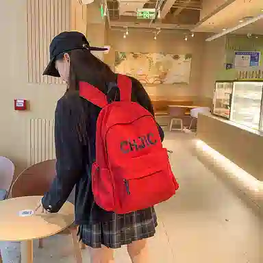 泰格奴 小清新休闲高颜值精美潮版韩版背包初中生高中生大学生上课百搭 尼龙 双肩包 男女同款情侣款 黑色/红色/黄色/蓝色