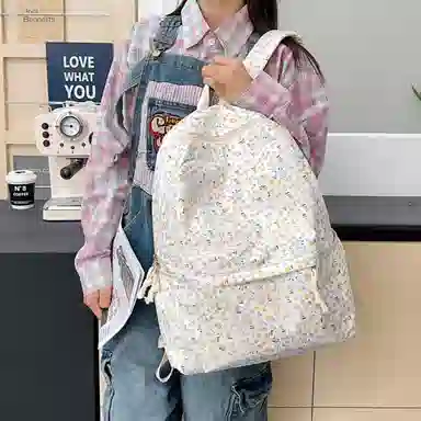 泰格奴 小清新休闲高颜值精美潮版韩版背包初中生高中生大学生上课百搭 尼龙 双肩包 女款 粉红色/黄色/紫色/黑色