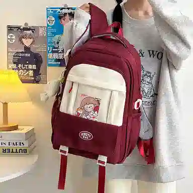 泰格奴 时尚百搭休闲通勤旅行个性风格独特背包初中生高中生大学生上课百搭书包 尼龙 双肩包 男女同款情侣款 卡其色蓝色黑色红色黄色