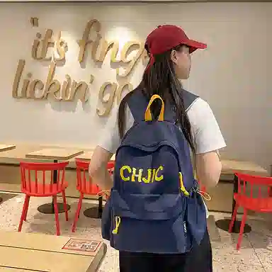 泰格奴 小清新休闲高颜值精美潮版韩版背包初中生高中生大学生上课百搭 尼龙 双肩包 男女同款情侣款 黑色/红色/黄色/蓝色