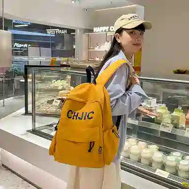 泰格奴 小清新休闲高颜值精美潮版韩版背包初中生高中生大学生上课百搭 尼龙 双肩包 男女同款情侣款 黑色/红色/黄色/蓝色