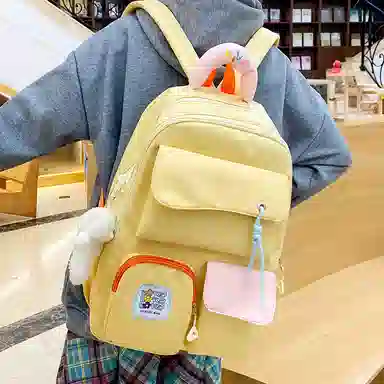 泰格奴 撞色系轻便百搭个性气质高级感潮流时尚初中高中大学生上课书包 尼龙 组合装 男女同款情侣款 多色