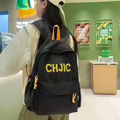 泰格奴 小清新休闲高颜值精美潮版韩版背包初中生高中生大学生上课百搭 尼龙 双肩包 男女同款情侣款 黑色/红色/黄色/蓝色