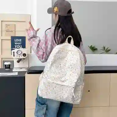 泰格奴 小清新休闲高颜值精美潮版韩版背包初中生高中生大学生上课百搭 尼龙 双肩包 女款 粉红色/黄色/紫色/黑色