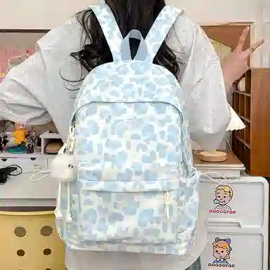 泰格奴 小清新休闲高颜值精美潮版韩版背包初中生高中生大学上课百搭 尼龙 双肩包 男女同款情侣款 绿色/黑色/蓝色