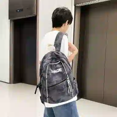 泰格奴 纯色字母休闲百搭高颜值精美配色质感旅行潮流初高中大学生上课书包 尼龙 双肩包 男女同款情侣款 白色/绿色/黑色/粉红色/酒红色