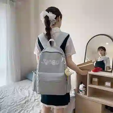 泰格奴 小清新休闲高颜值精美潮版韩版背包初高中生大学生上课百搭书包 尼龙 双肩包 男女同款情侣款 白色/黑色/蓝色/灰色/黄色