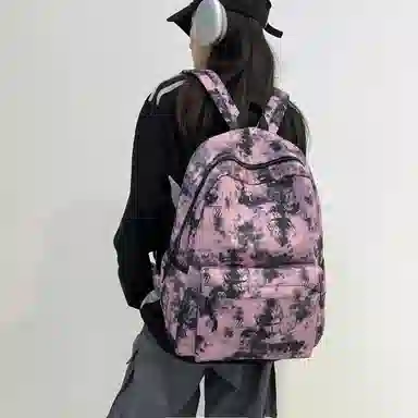 泰格奴 小清新休闲高颜值韩版背包初中生高中生大学生上课百搭书包 尼龙 双肩包 常规 男女同款情侣款 粉红色/卡其色/紫色/绿色/黑色