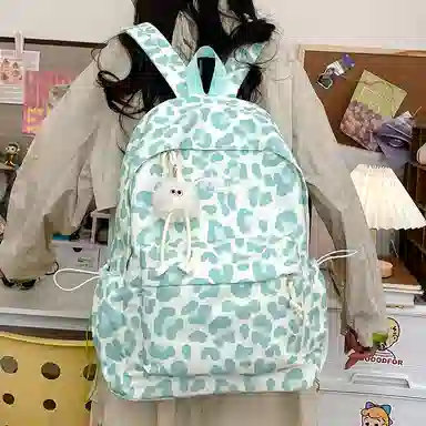 泰格奴 小清新休闲高颜值精美潮版韩版背包初中生高中生大学上课百搭 尼龙 双肩包 男女同款情侣款 绿色/黑色/蓝色