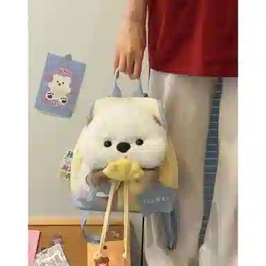 泰格奴 小清新休闲高颜值精美潮版韩版背包初中生高中生大学生上课百搭书包 棉 双肩包 男女同款情侣款 白色