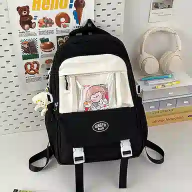 泰格奴 时尚百搭休闲通勤旅行个性风格独特背包初中生高中生大学生上课百搭书包 尼龙 双肩包 男女同款情侣款 卡其色蓝色黑色红色黄色