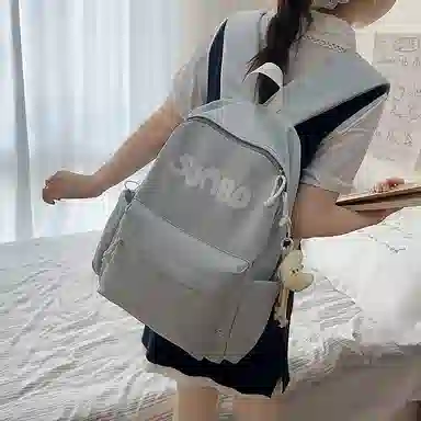 泰格奴 小清新休闲高颜值精美潮版韩版背包初高中生大学生上课百搭书包 尼龙 双肩包 男女同款情侣款 白色/黑色/蓝色/灰色/黄色