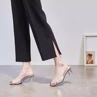 兰缪 时尚舒适百搭气质 橡胶底 防滑防磨一字拖鞋 女