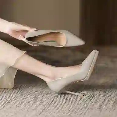兰缪 超纤皮 时尚简约气质优雅百搭不累脚 细跟 高跟鞋 女