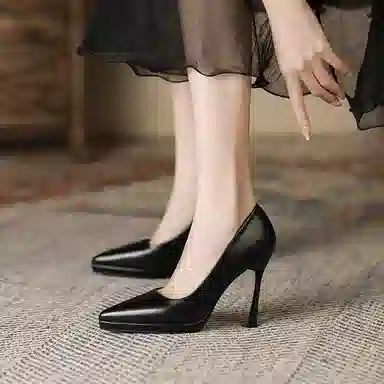 兰缪 超纤皮 时尚简约气质优雅百搭不累脚 细跟 高跟鞋 女