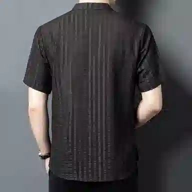 MH V-Neck Striped Silk T-Shirt