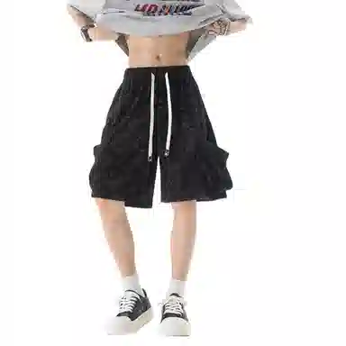加荣 满天星扎染工装男夏季轻薄透气潮牌痞帅高级感水墨风休闲裤青少年户外出行通勤百搭松紧腰美式运动五分中裤短裤 男女同款